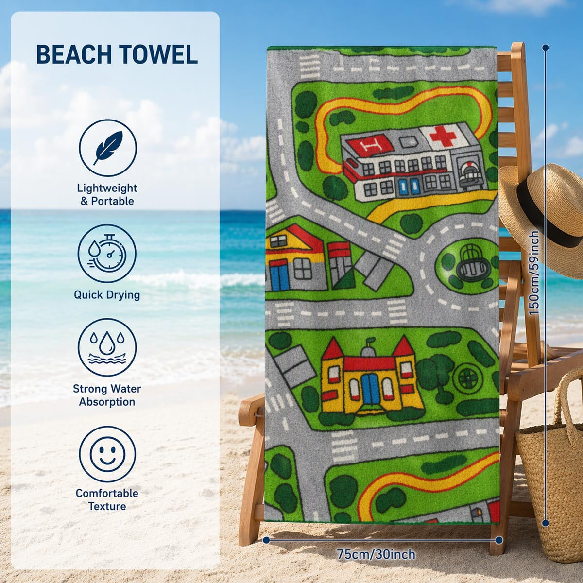 Adult Beach Towel Printed in Canada|320GSM