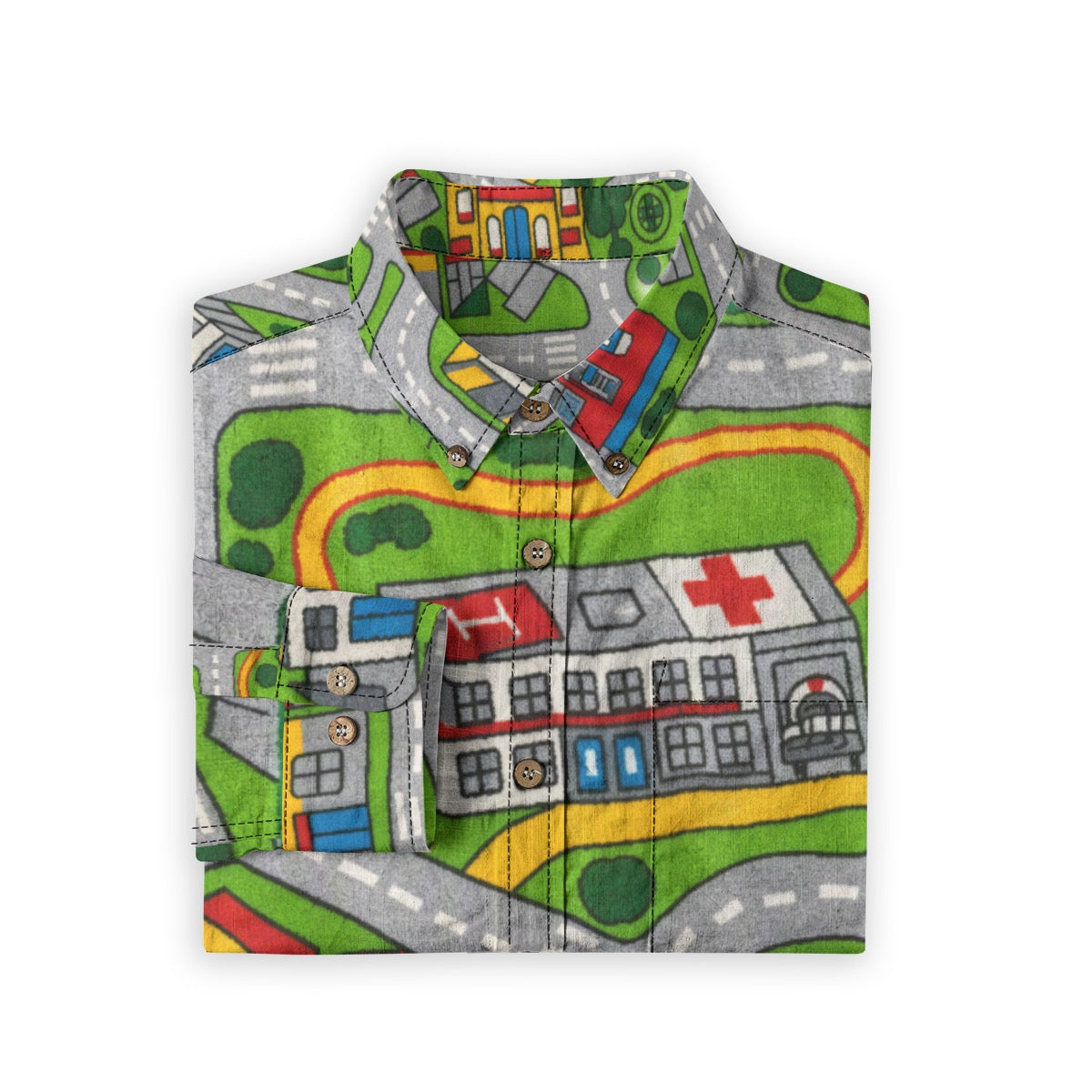 OG Men's Casual Lapel Long Sleeve Shirt|140GSM Slub Cotton
