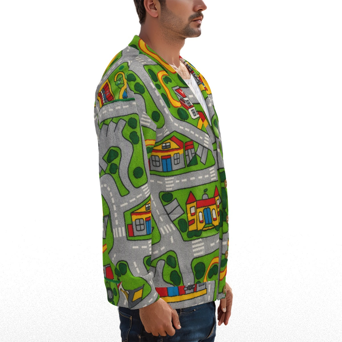 OG Unisex V-neck Knitted Fleece Cardigan With Button Closure